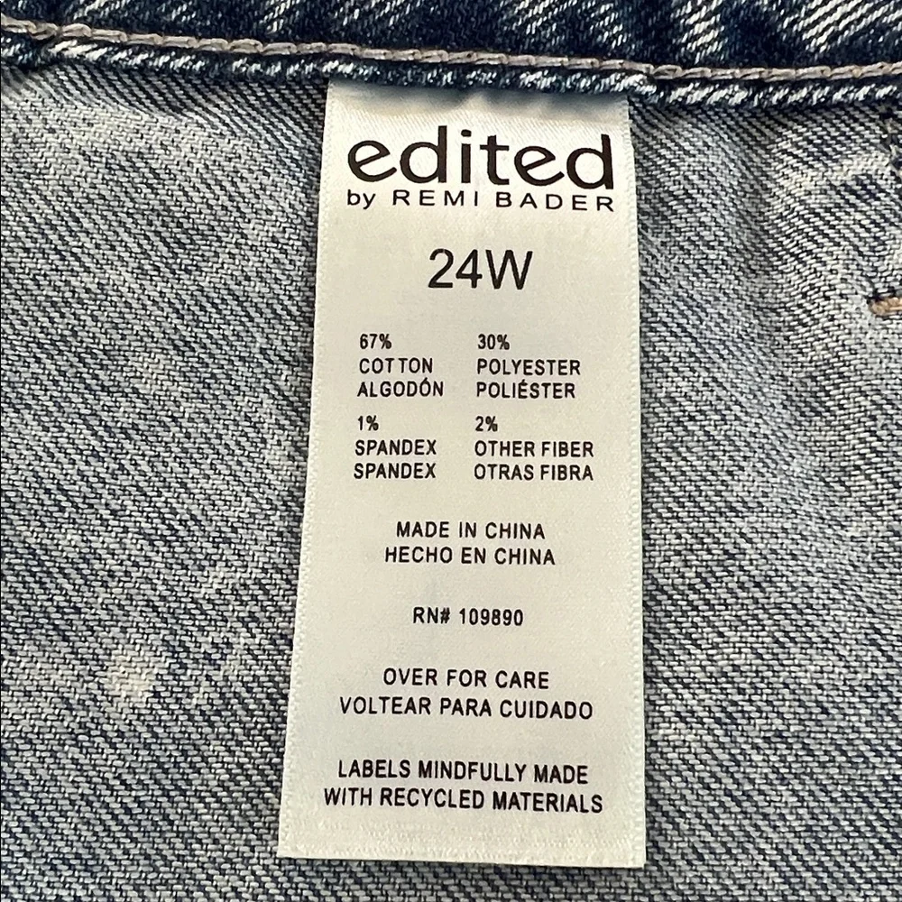 NWT - EDITED BY REMI BADER -PLUS SIZE DISTRESSED BLUE JEAN SKIRT